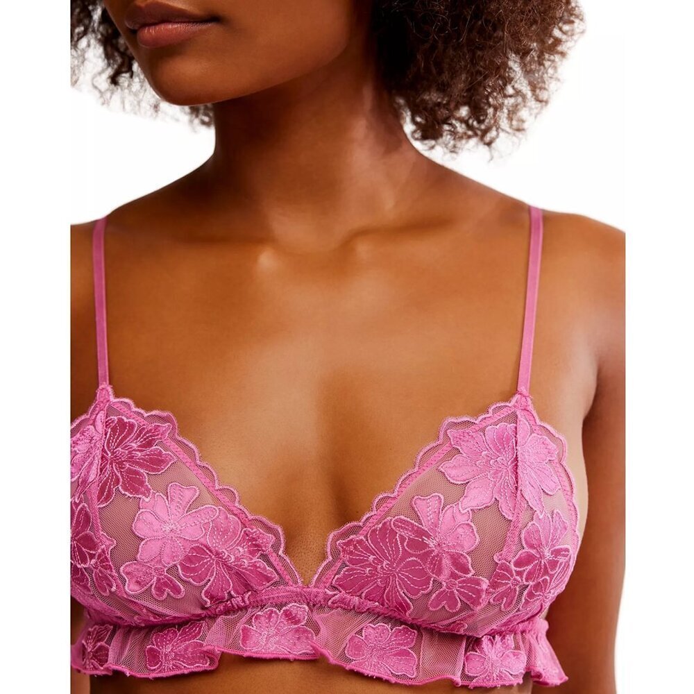 NWT New Free People Hotel Chantelle Triangle Bralette In Dawn Pink Size XL
